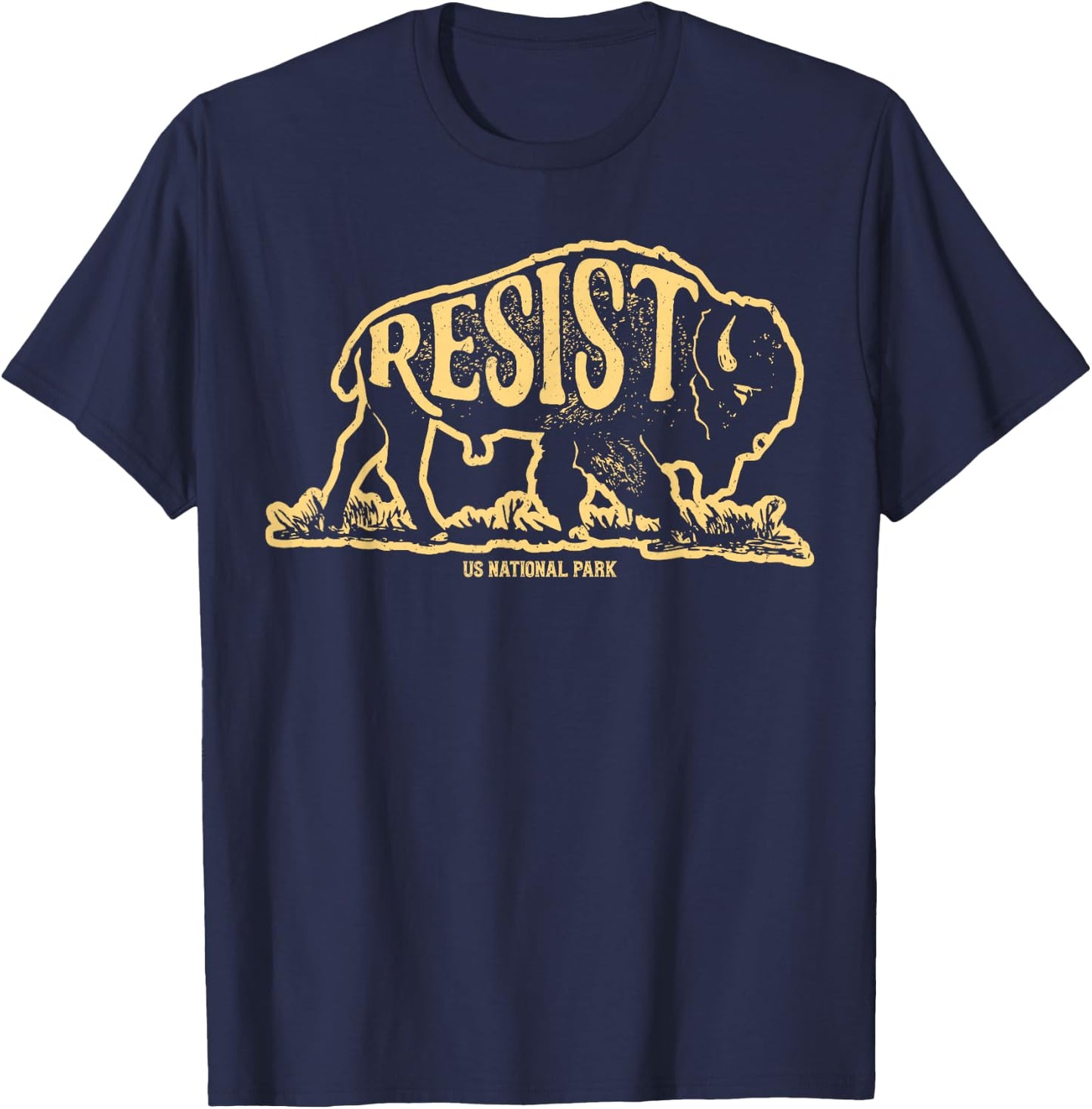 ALT US National Park Resist Service Bison Buffalo Vintage T-Shirt - T-Shirt | Navy
