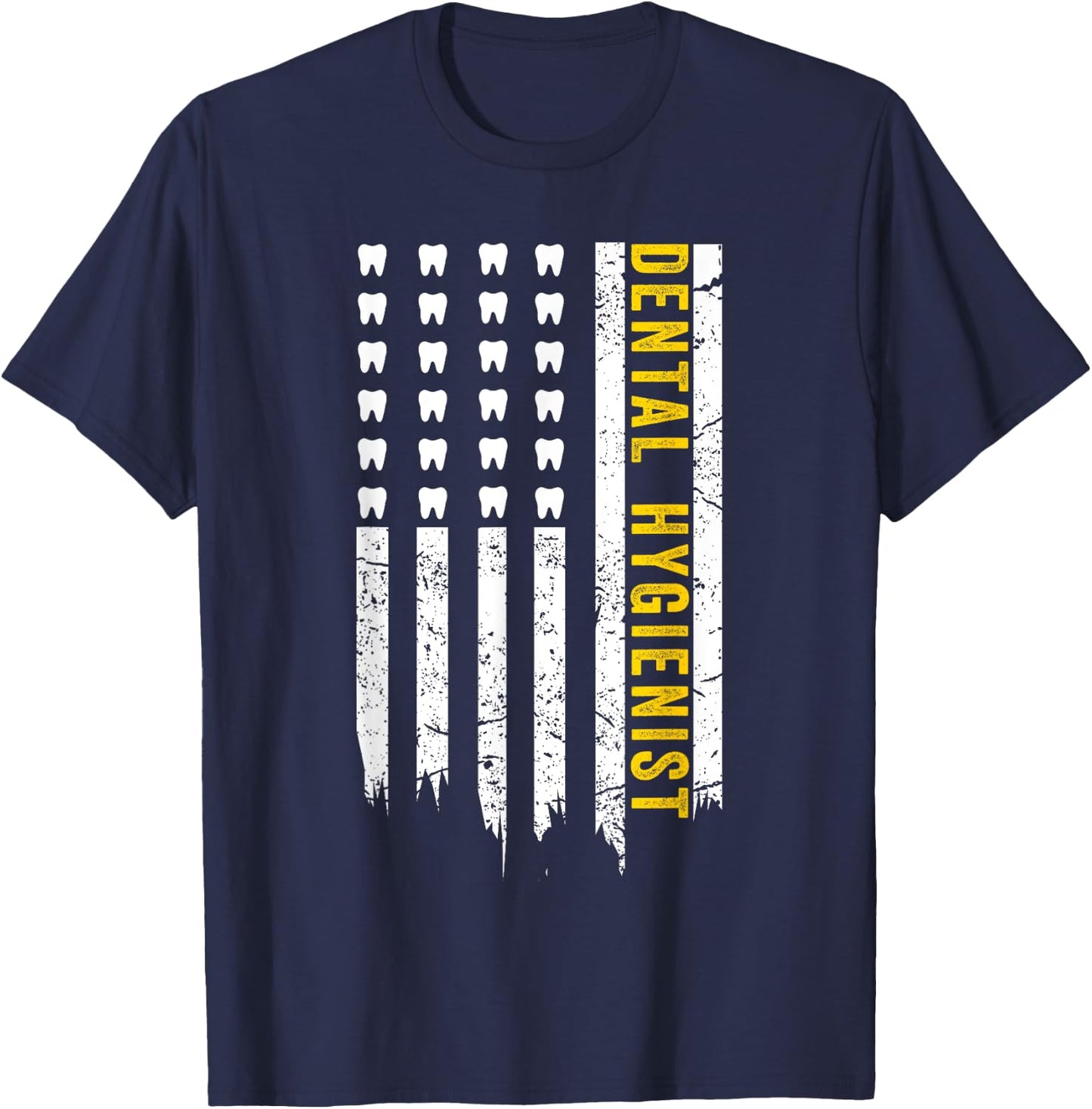 USA Flag Dental Hygienist Gifts Dental Hygiene School Women Girls Kids Men T-Shirt - T-Shirt | Navy