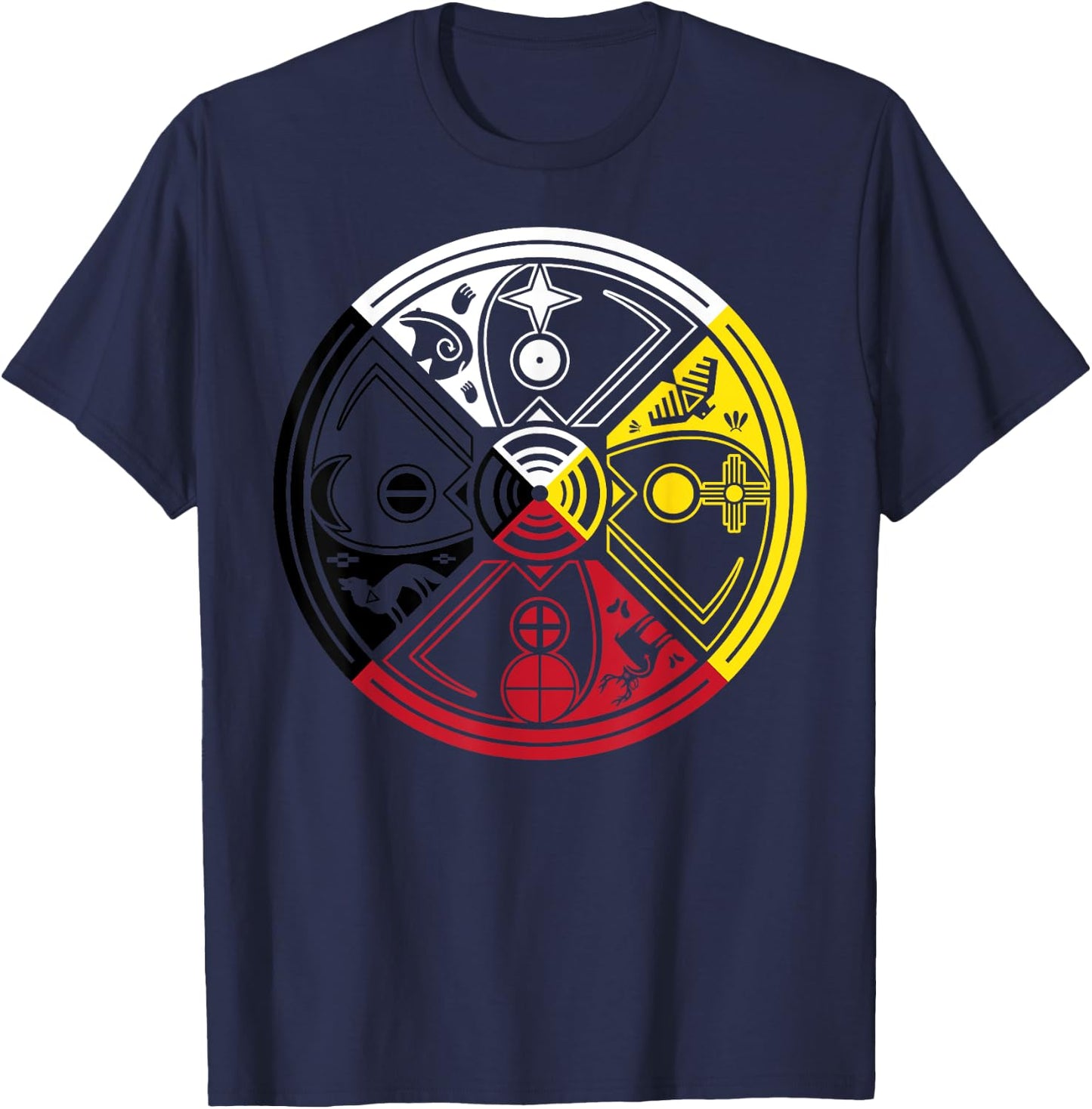 Medicine Wheel Sacred Hoop T-Shirt - T-Shirt | Navy