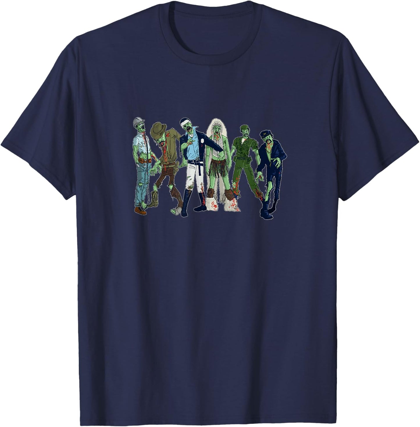 Village of the Zombie People Spooky Zombie Design T-Shirt - T-Shirt | Navy