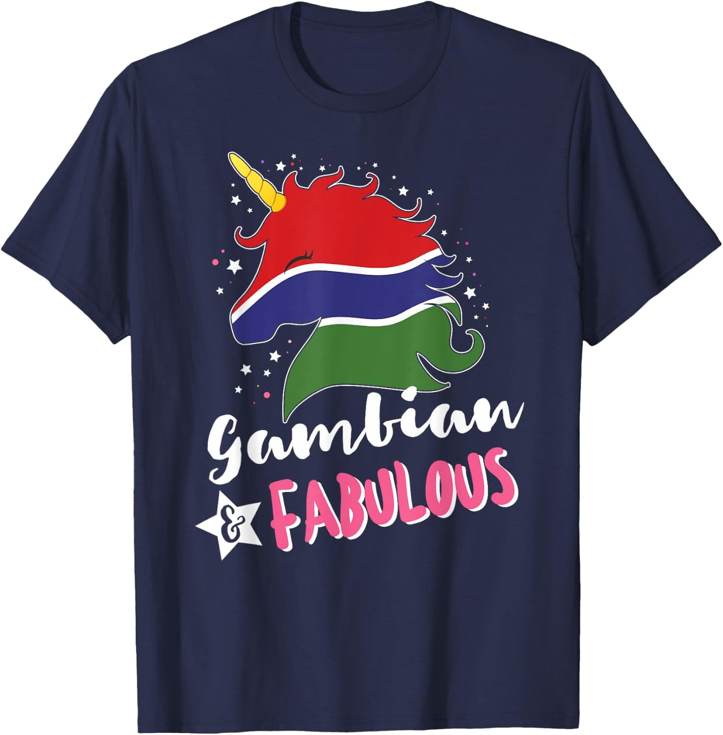 Gambian Unicorn Gambia Flag T-Shirt - T-Shirt | Navy