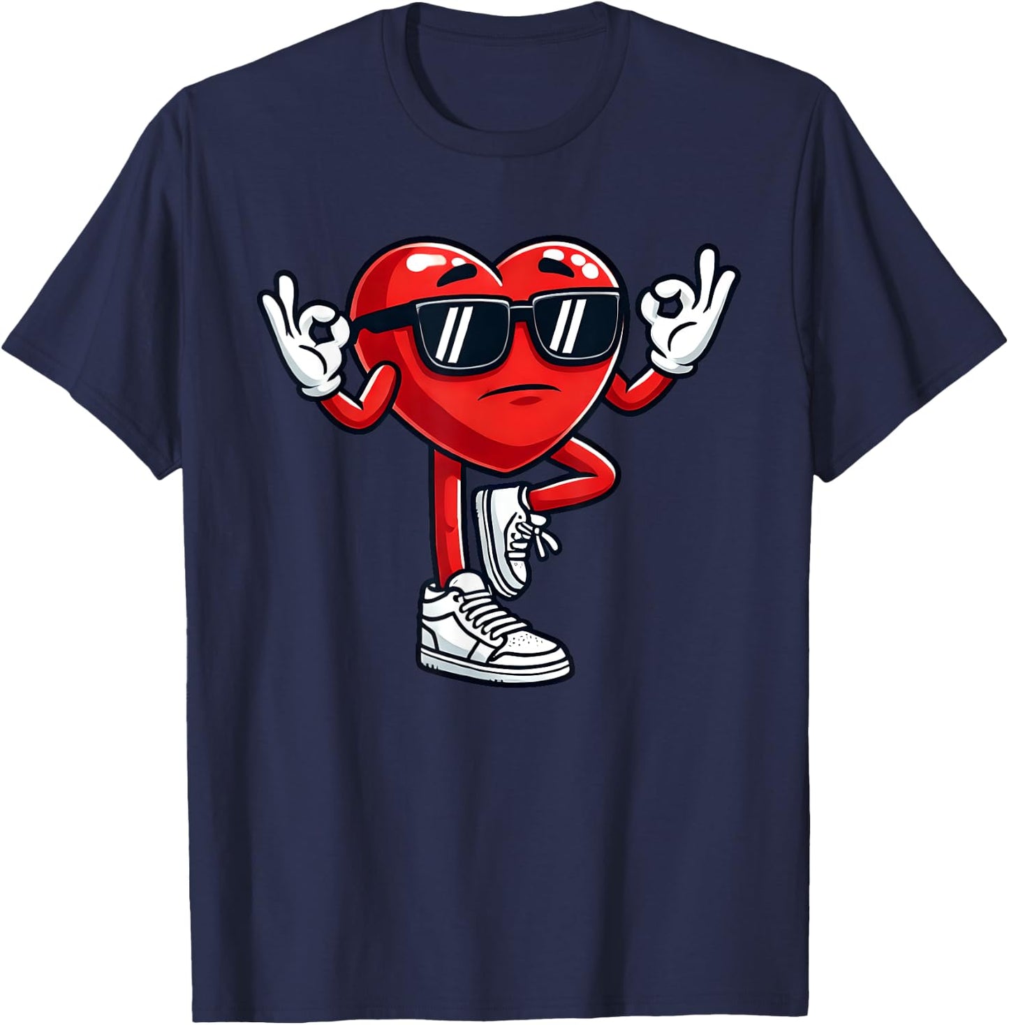 Red Heart Yoga Pose Funny Valentine's Day Family Matching T-Shirt - T-Shirt | Navy