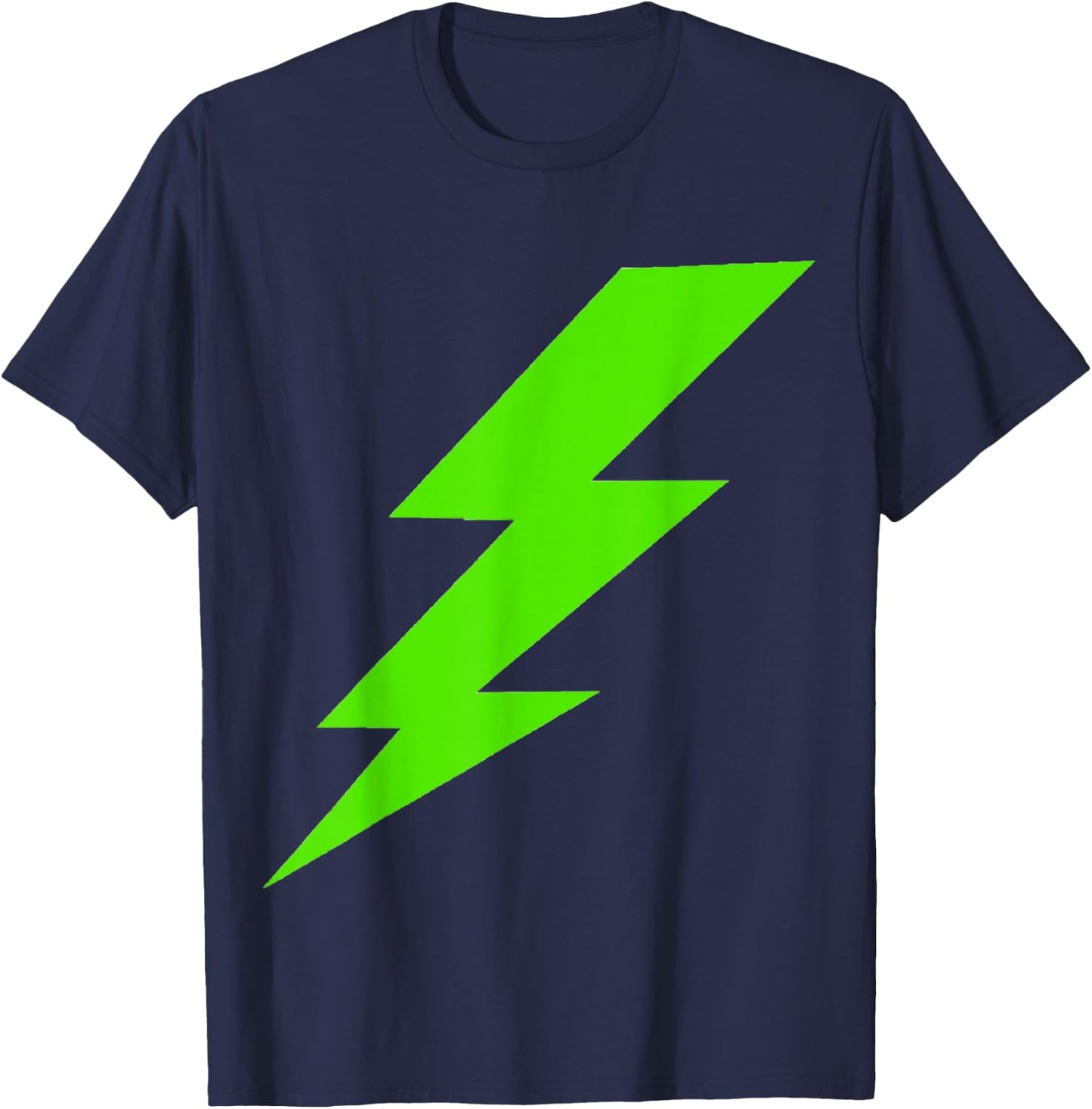Lightning Bolt Bright Green Silhouette T-Shirt - T-Shirt | Navy