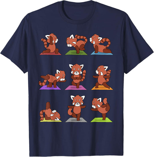 Red Panda Yoga Funny Red Pandas In Yoga Poses T-Shirt - T-Shirt | Navy