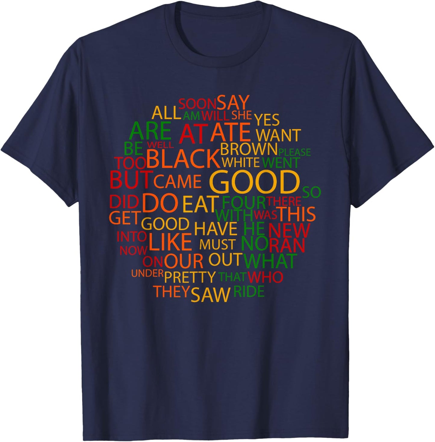 Kindergarten Sight Words for Kindergarten Teachers Men Women Kids T-Shirt - T-Shirt | Navy