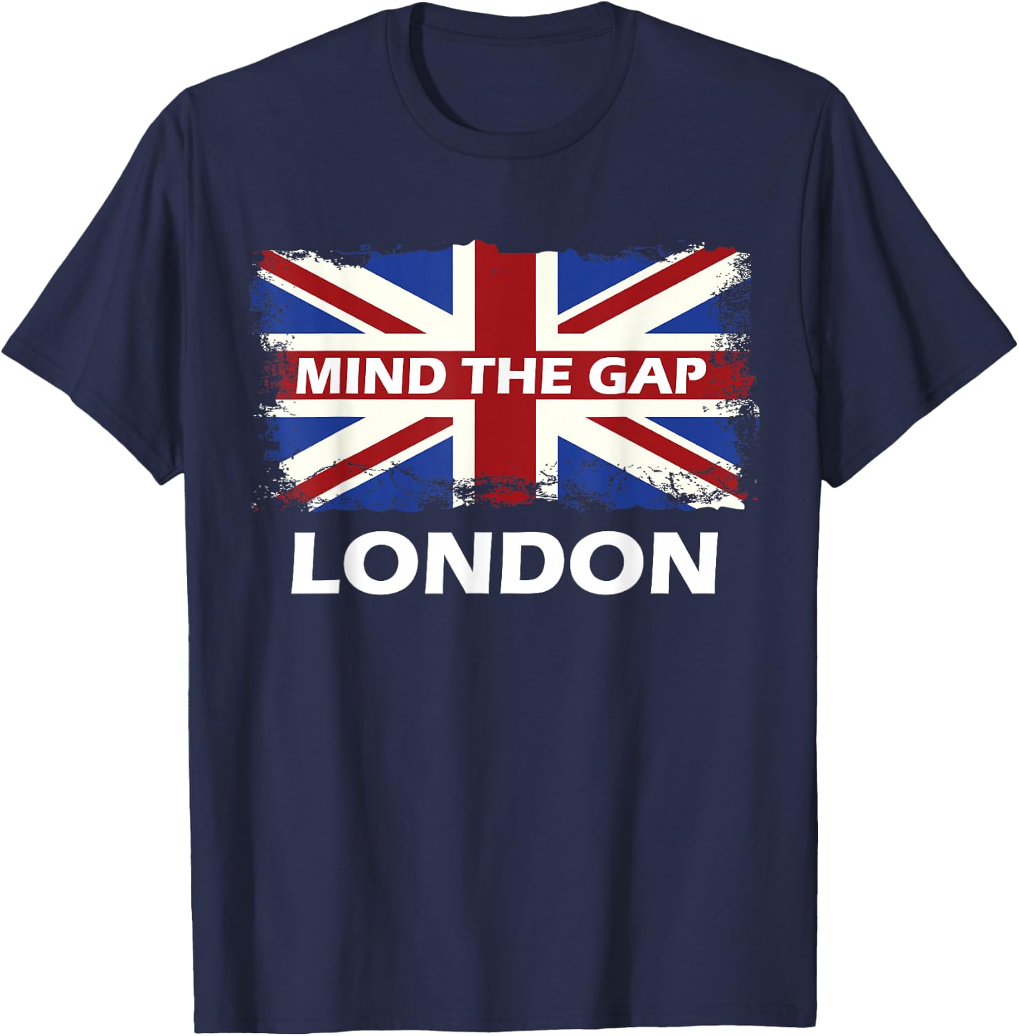 Mind The Gap Union Jack London Flag British Britain T-Shirt - T-Shirt | Navy