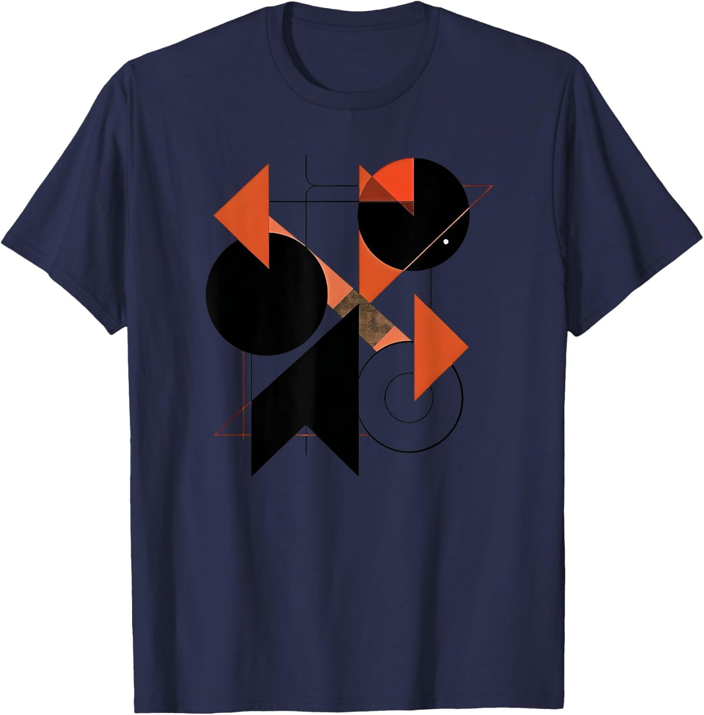 Minimal,black,orange ,retro,geometric design,abstract art T-Shirt - T-Shirt | Navy