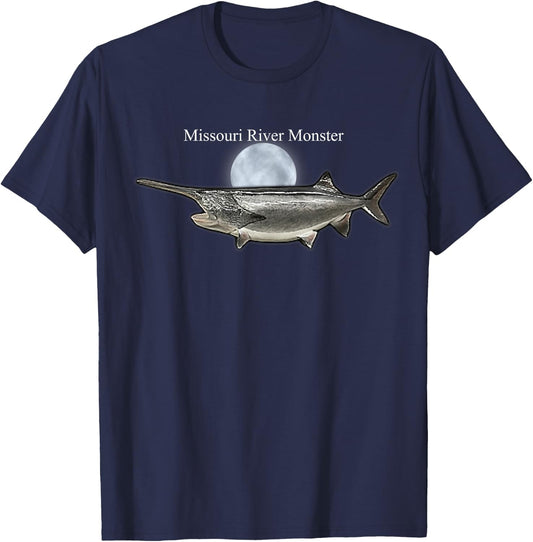 Paddlefish Missouri River Monster fishing T-Shirt - T-Shirt | Navy