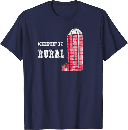 KEEPIN' IT RURAL Fun Silo Farm Country Gift T-Shirt - T-Shirt | Navy