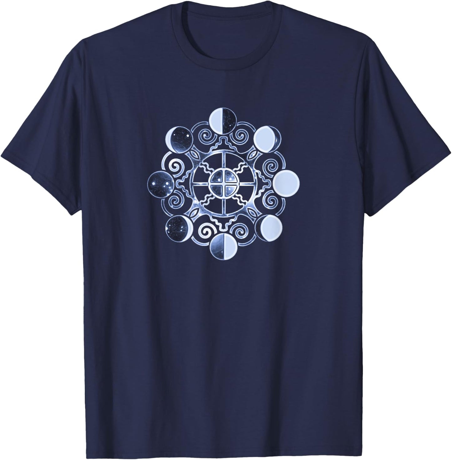 Moon phases, earth, symbol, magic, Wicca, paganism, vintage T-Shirt - T-Shirt | Navy