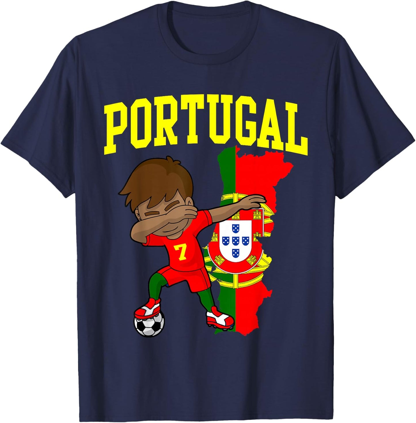 Portugal Soccer Dabbing Football Portuguese T-Shirt - T-Shirt | Navy