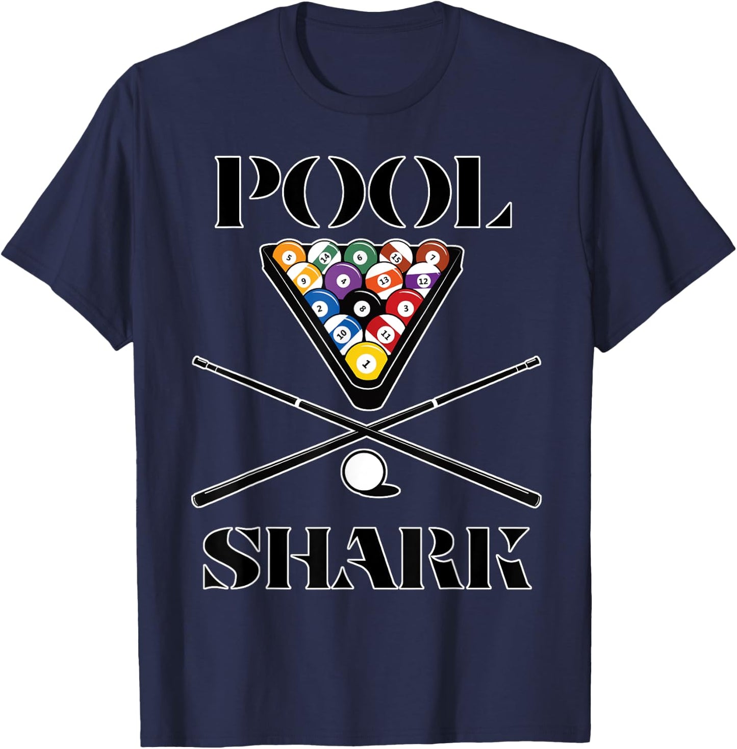 Funny Pool Shark Shirt Art-Billiards & Pool T-Shirt - T-Shirt | Navy