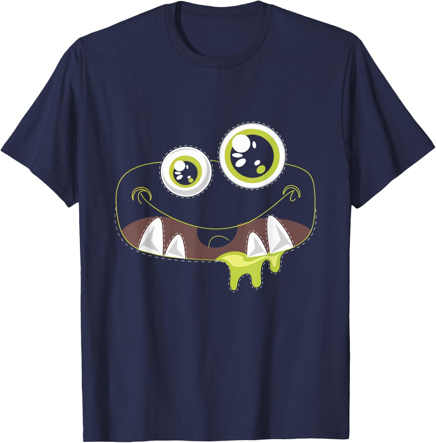 Cute Monster Face Halloween Costumes Kids Fun T-Shirt - T-Shirt | Navy