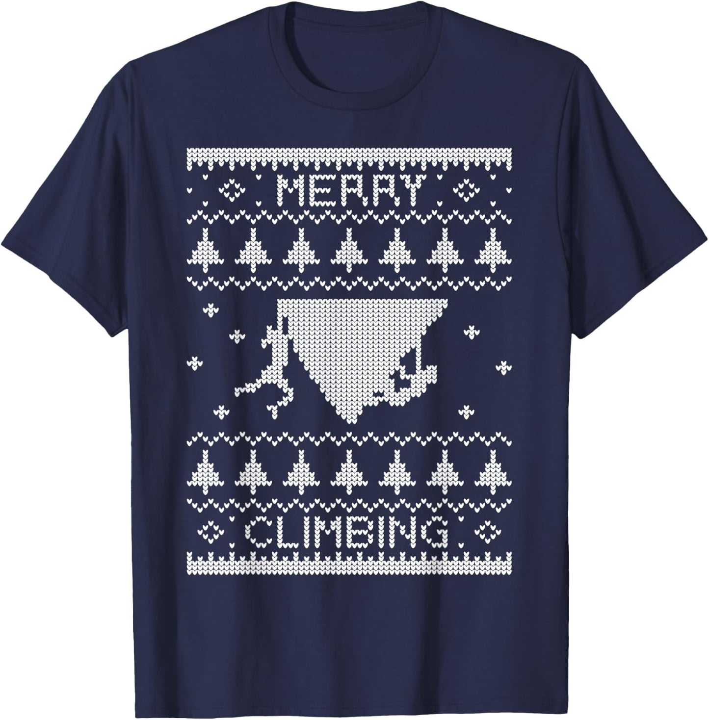 Merry Climbing Christmas bouldering belay T-Shirt - T-Shirt | Navy