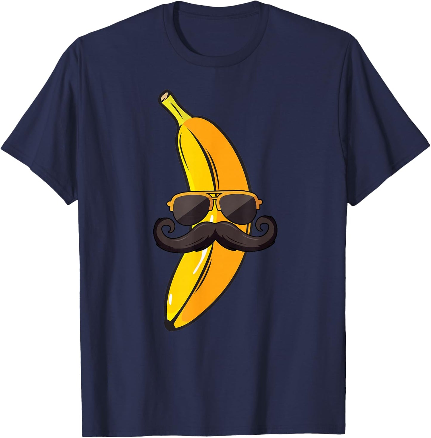 Banana Mustache Sunglasses Face Funny Fruit Cool Banana T-Shirt - T-Shirt | Navy
