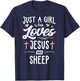 Just A Girl Who Loves Jesus And Sheep Gift Women T-Shirt - T-Shirt | Navy
