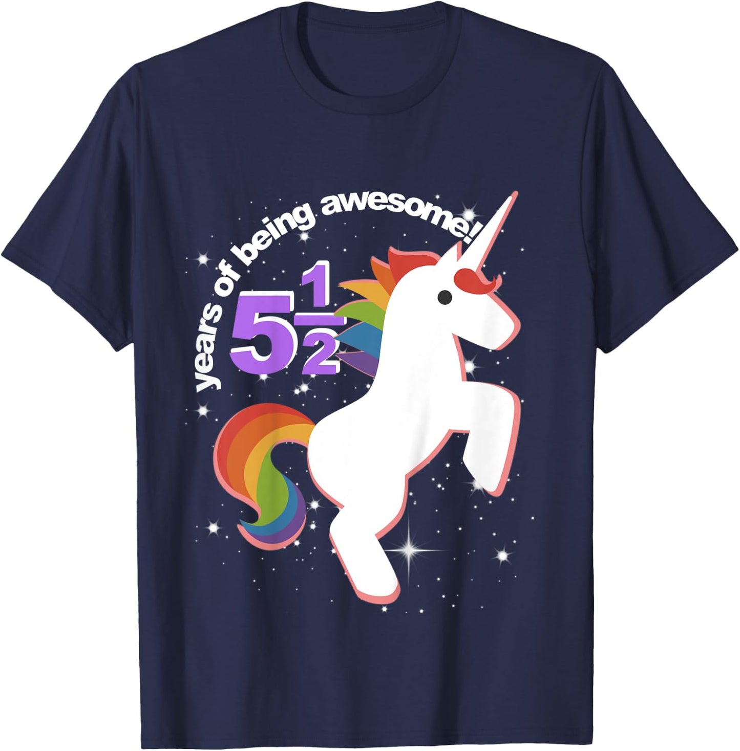 Girls Half Birthday Unicorn Shirt 5.5 5 and Half Years 5th T-Shirt - T-Shirt | Navy
