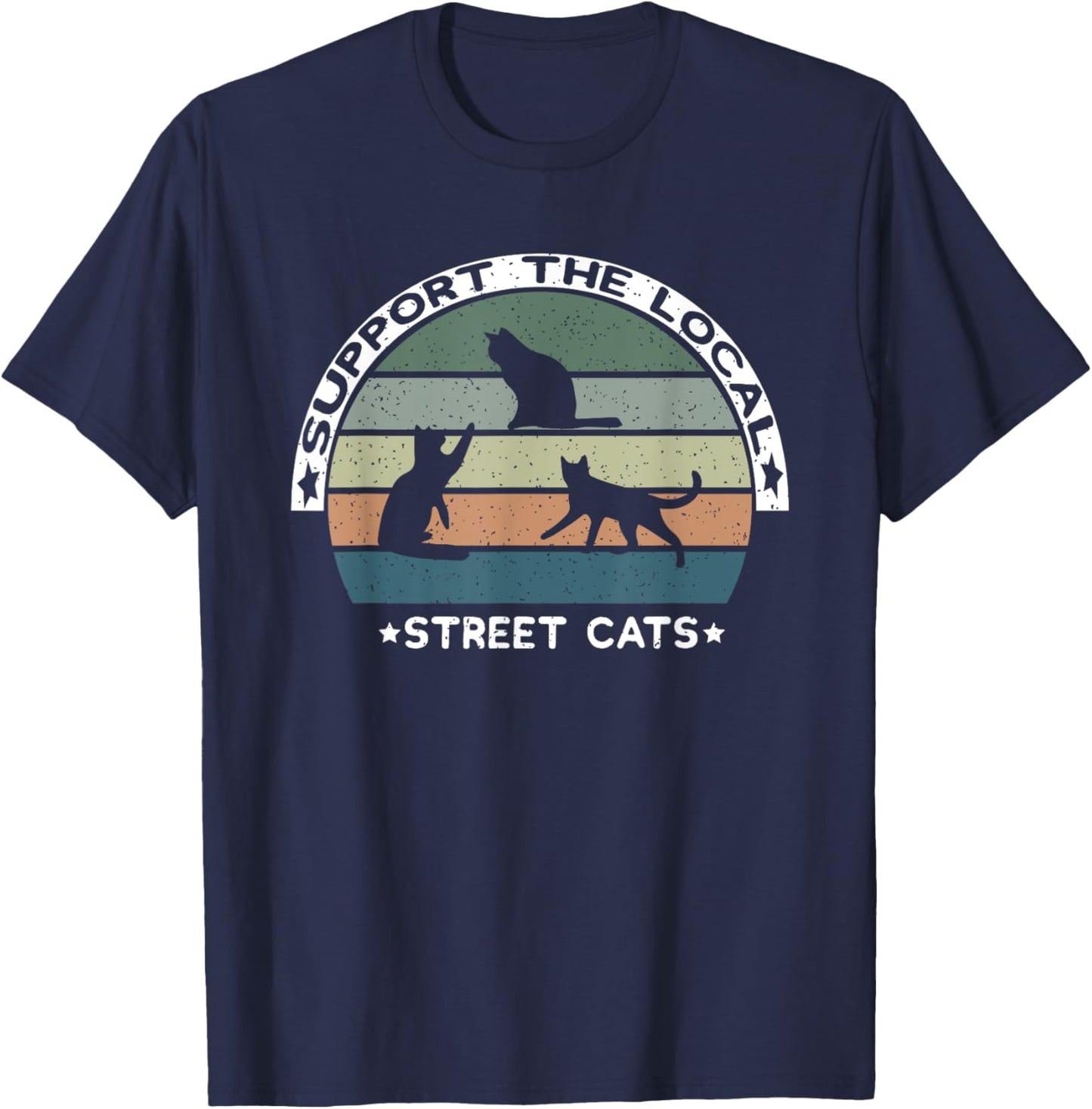 Vintage Support The Local Street Cats T-Shirt - T-Shirt | Navy