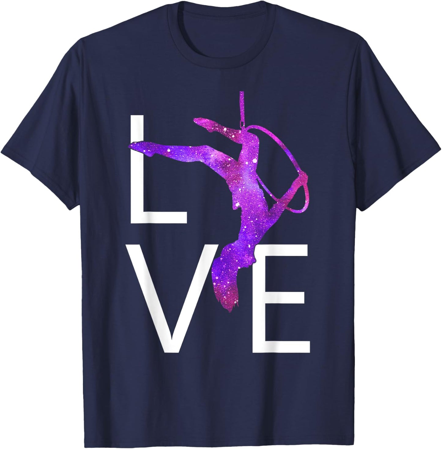Aerial Hoop Aerial Yoga Aerialist Lyra Purple Love T-Shirt - T-Shirt | Navy