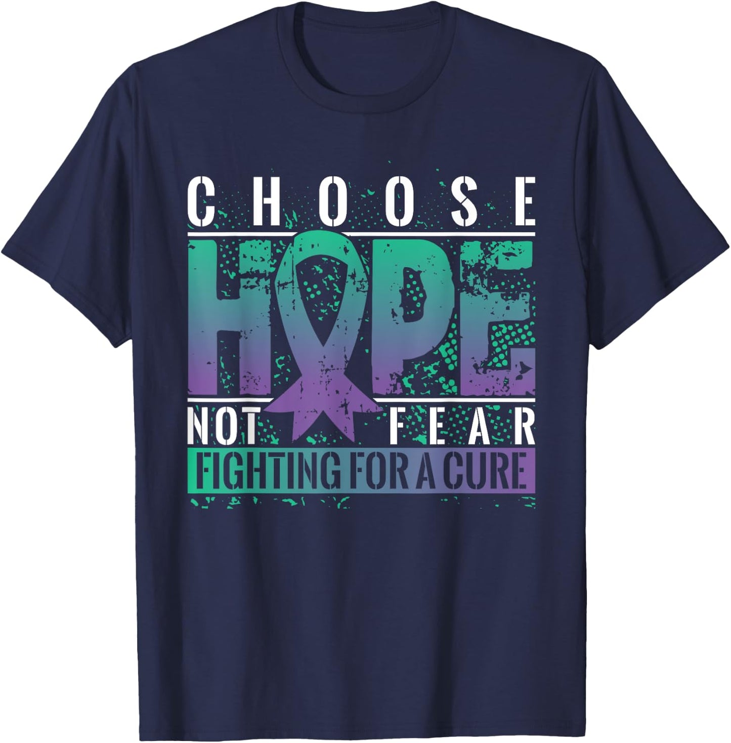 Fighting for a Cure Anal Cancer Awareness T-Shirt - T-Shirt | Navy