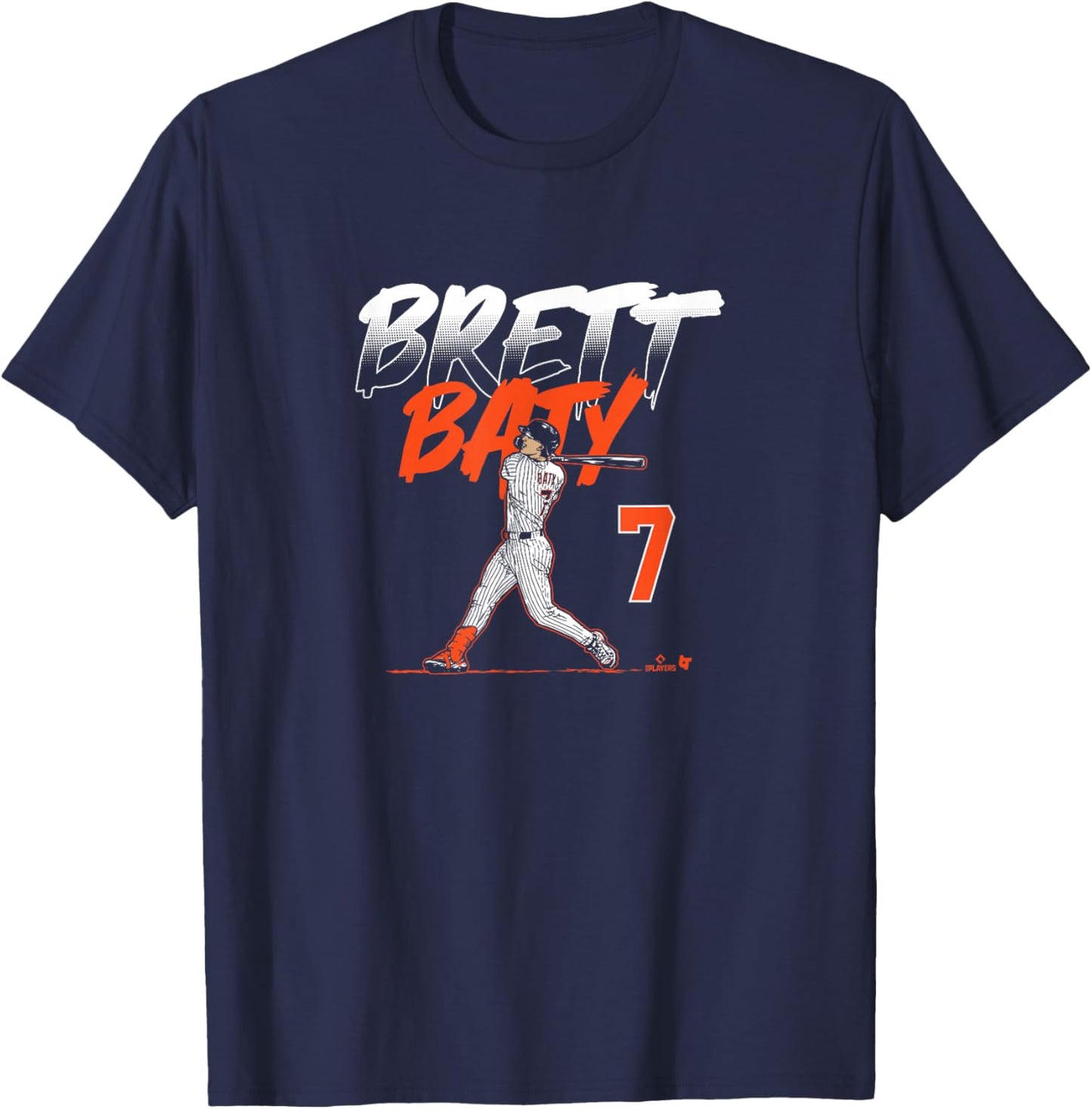 Brett Baty: Slugger Swing Number - New York Baseball T-Shirt - T-Shirt | Navy