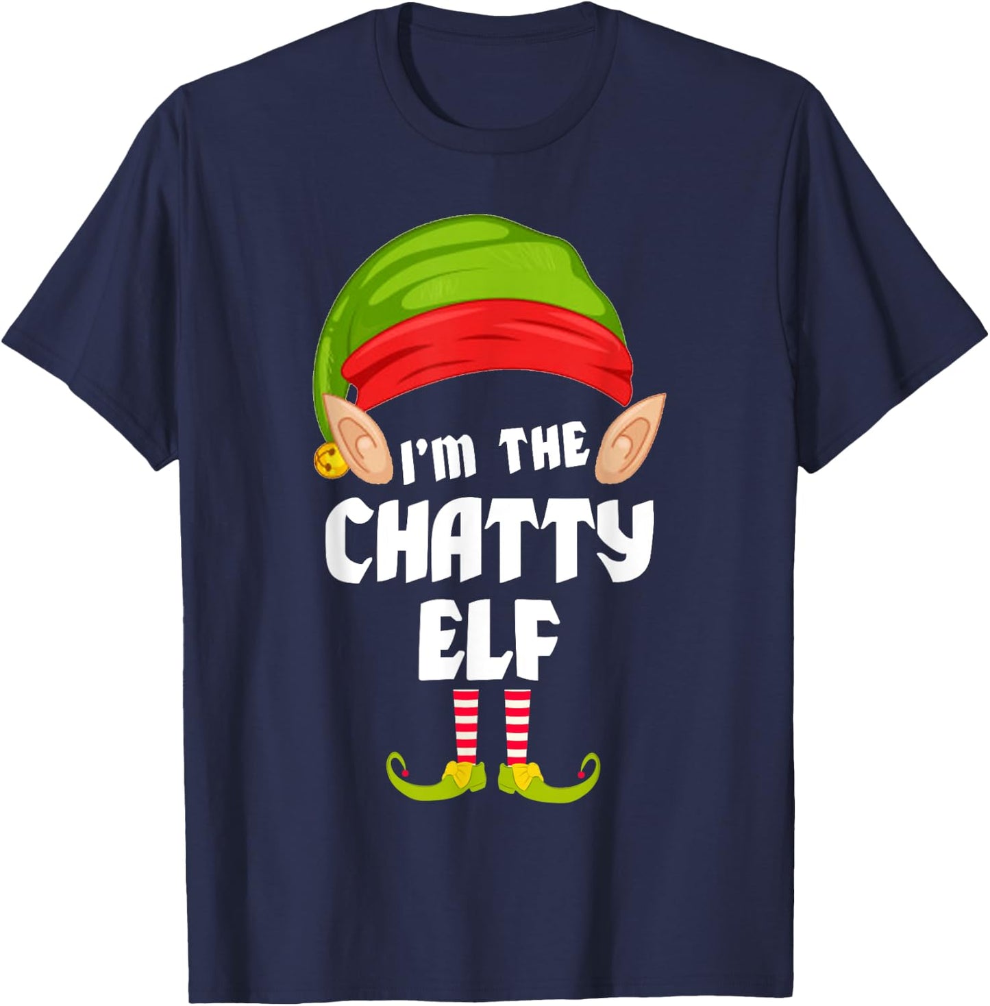 Funny Chatty Elf Matching Family Group PJ Christmas T-Shirt - T-Shirt | Navy