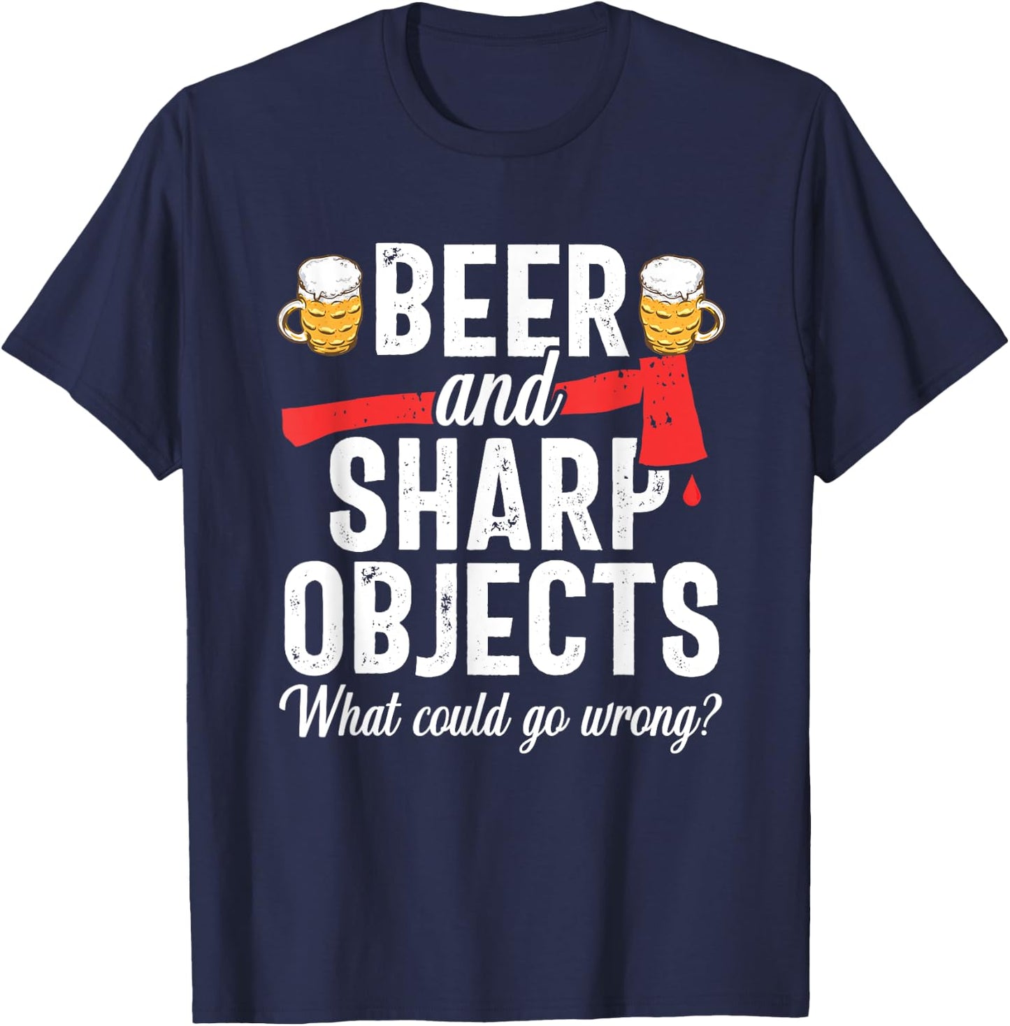 Axe Throwing Dad Funny Beer Hatchet Lumberjack Hobby T-Shirt - T-Shirt | Navy