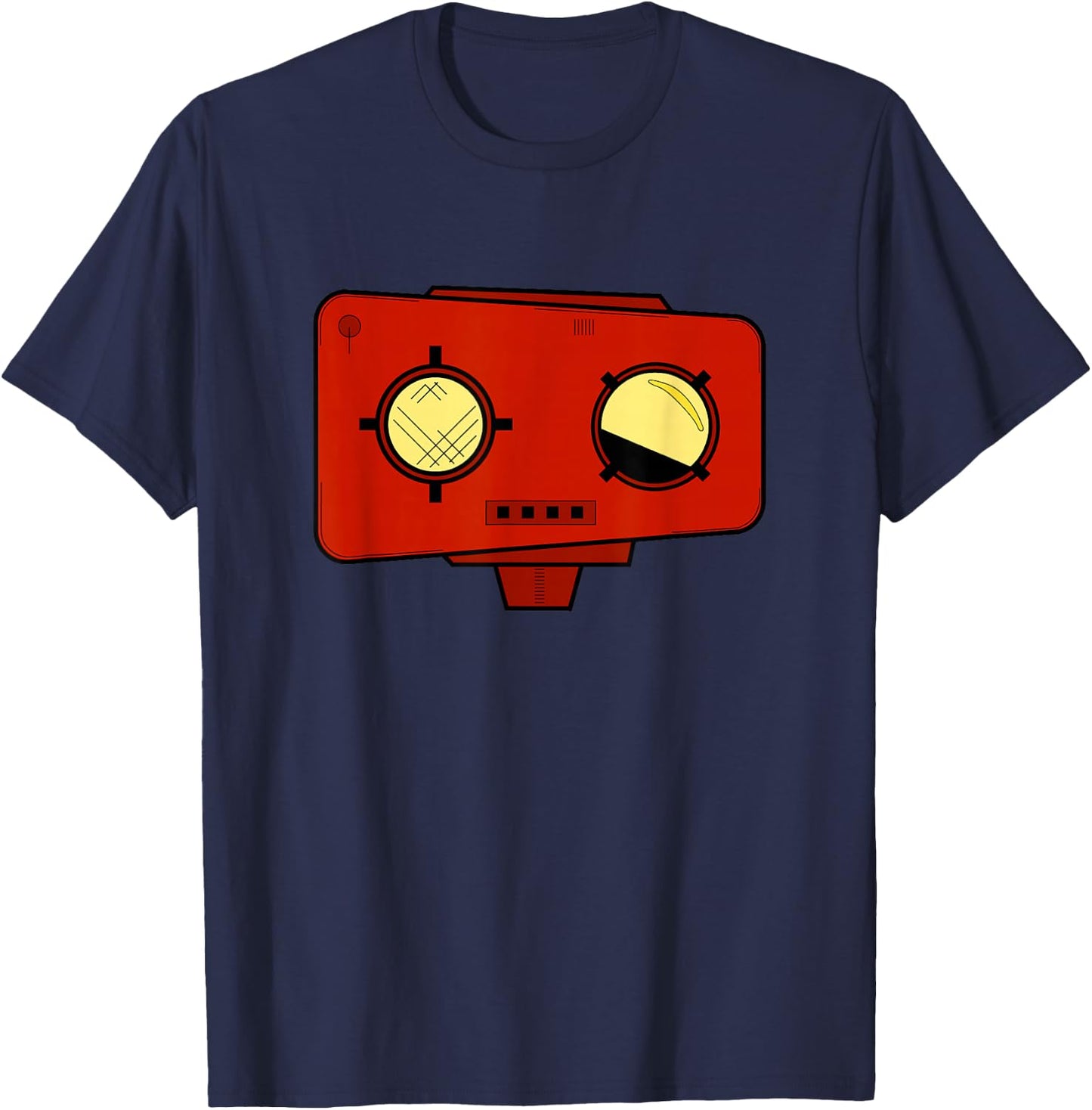 Red Robot Head - Bad Cartoon T-Shirt - T-Shirt | Navy