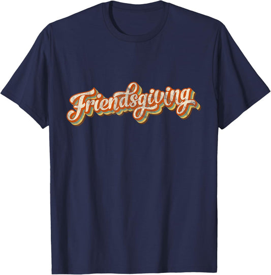 Vintage Friendsgiving Thanksgiving Costume Turkey Day Gifts T-Shirt - T-Shirt | Navy