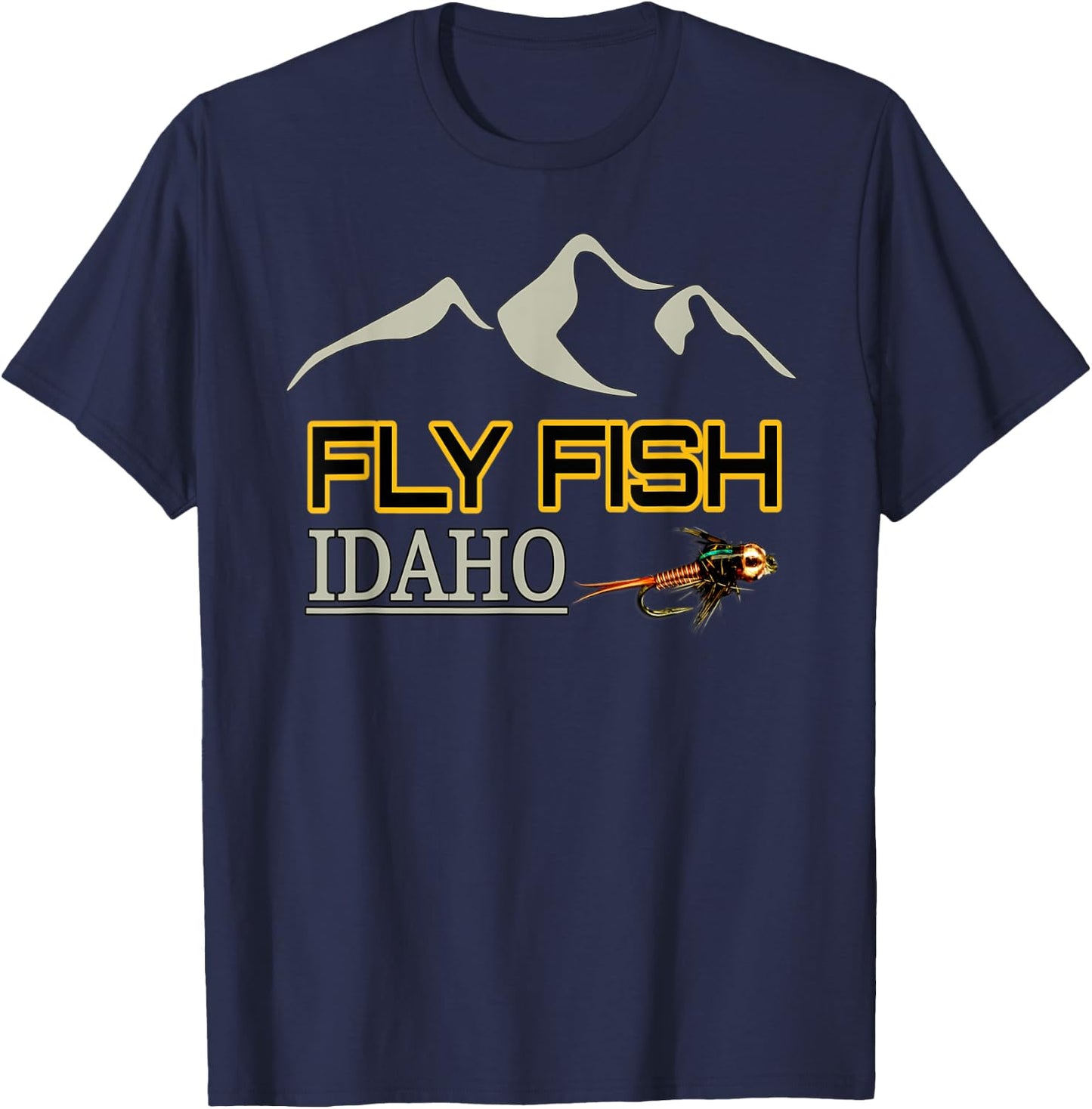 Idaho Shirt Fly Fishing Gifts Gear Souvenirs with Nymph T-Shirt - T-Shirt | Navy