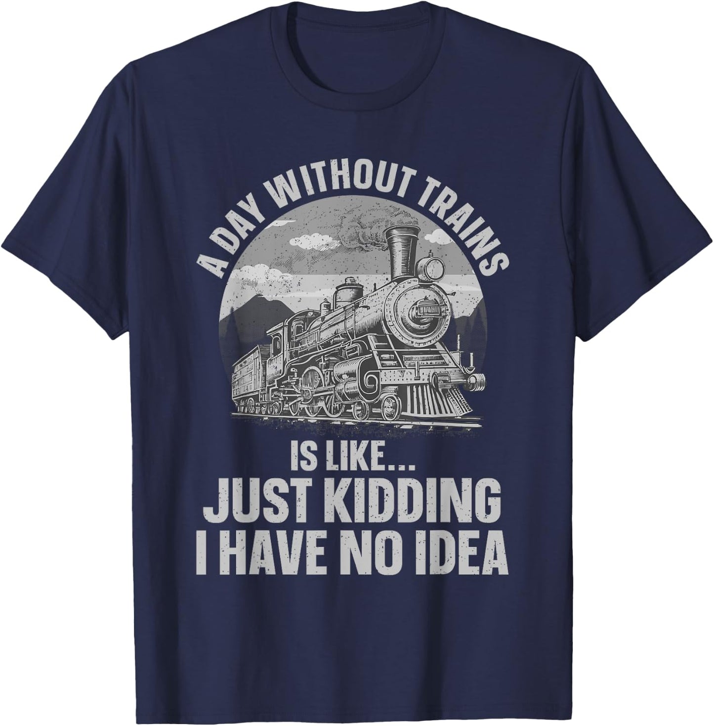 Best Train Art Women Railroad Steam Train Lovers T-Shirt - T-Shirt | Navy