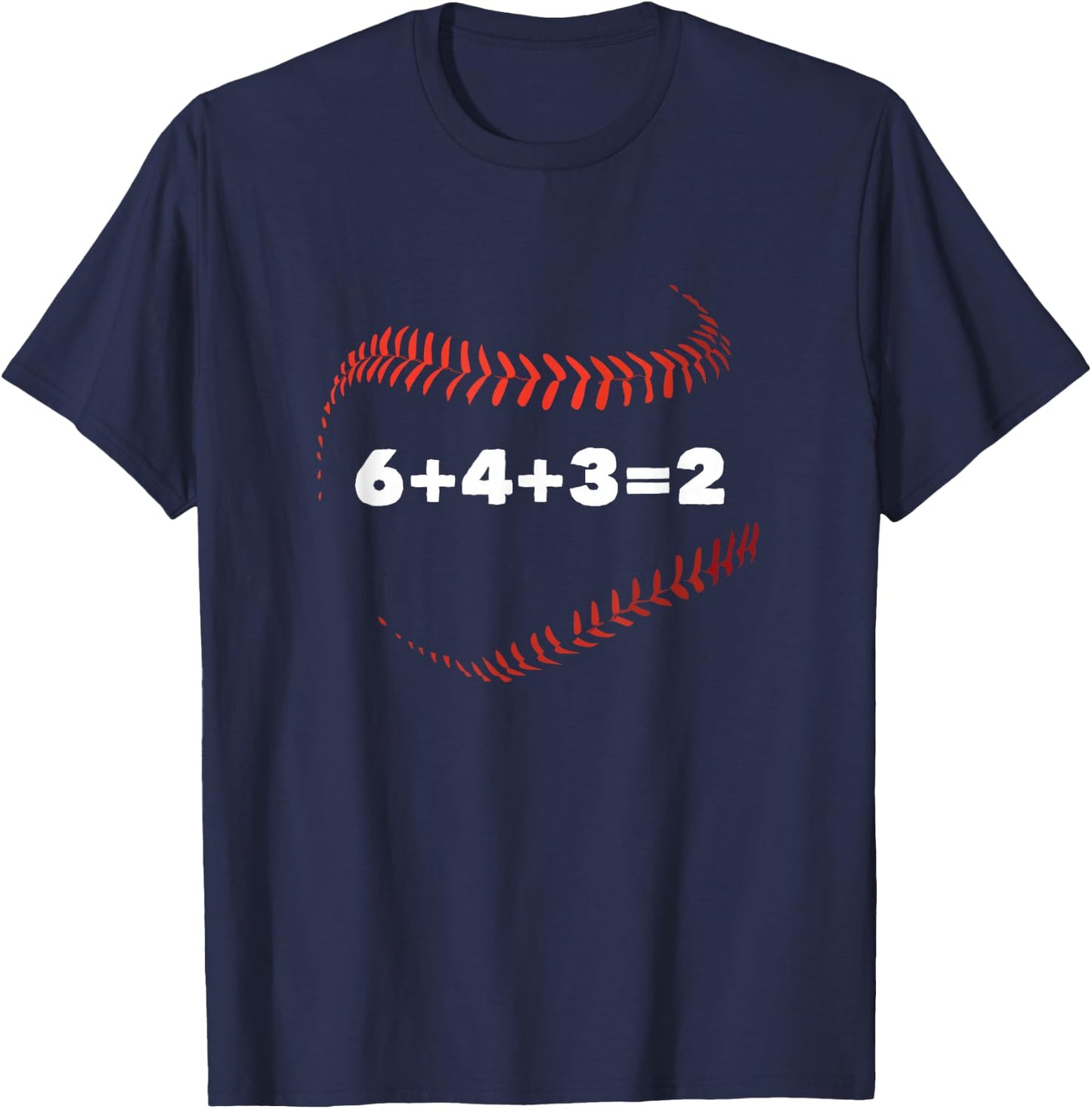6+4+3=2 Double Play Baseball Player Funny Baseball Saying T-Shirt - T-Shirt | Navy