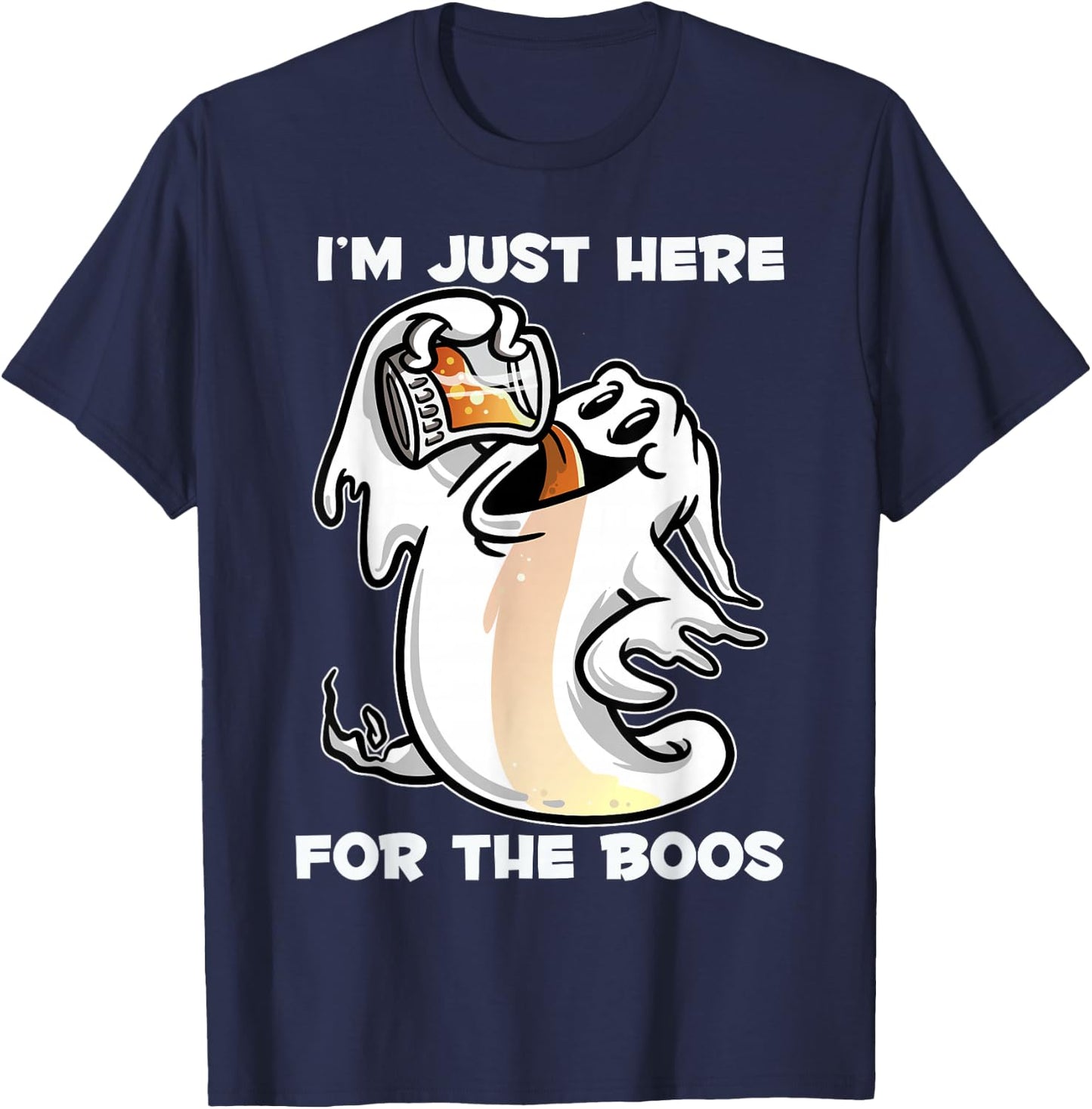 I'm just here for the Boos for Halloween Ghost Fans T-Shirt - T-Shirt | Navy