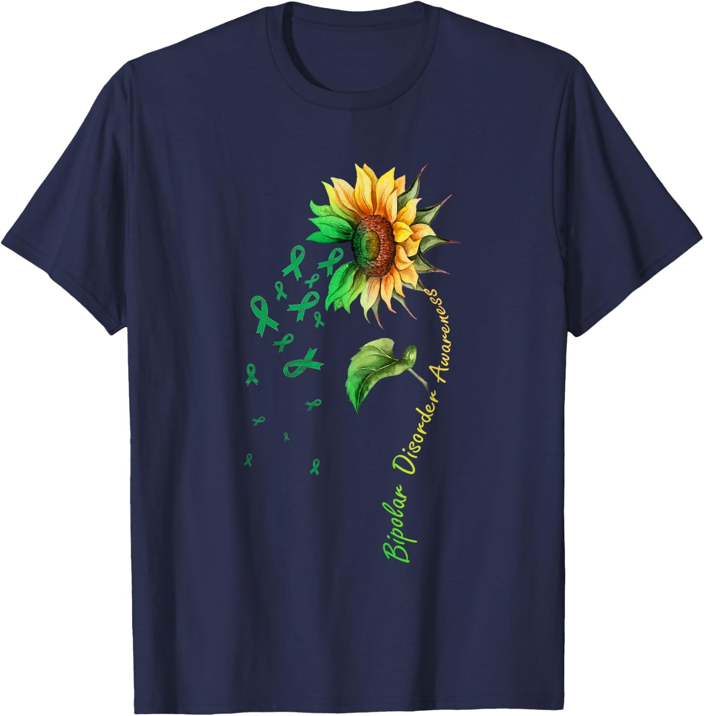 Bipolar Disorder Awareness Sunflower T-Shirt - T-Shirt | Navy