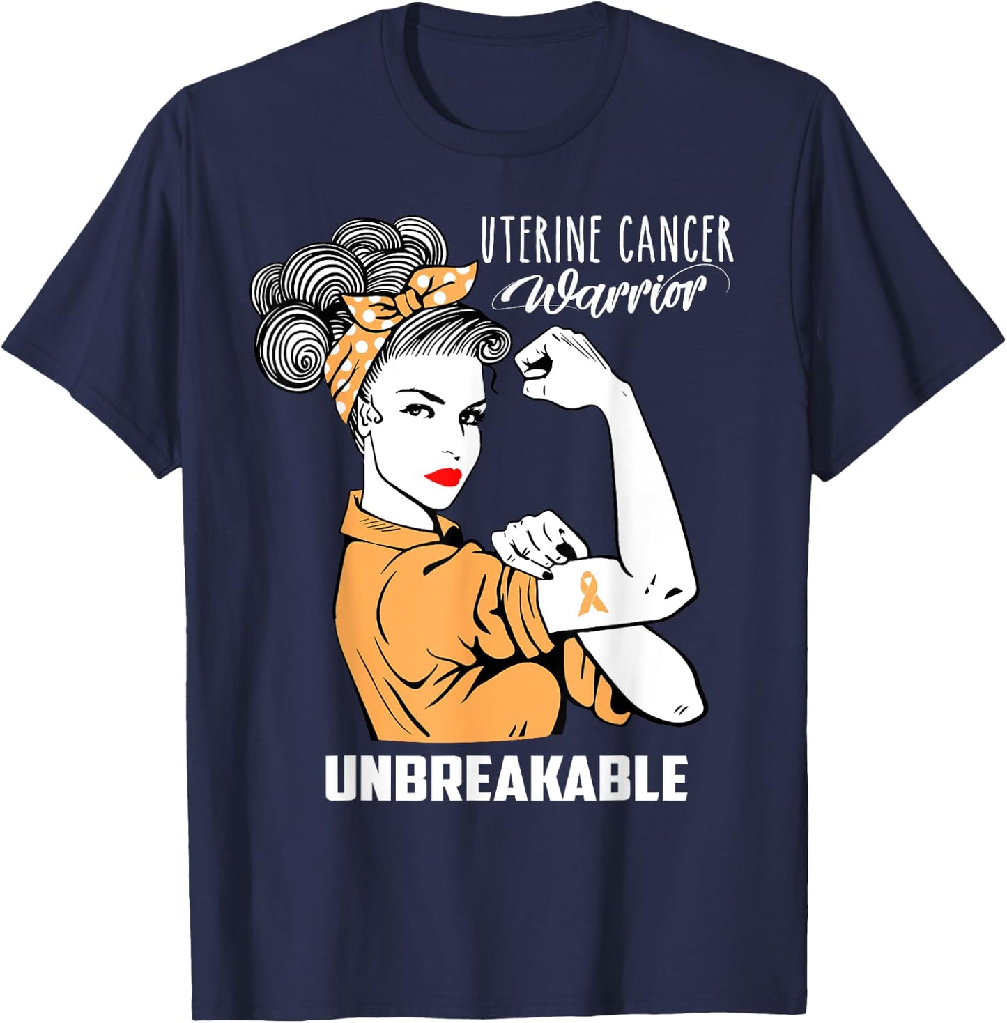 Uterine Cancer Warrior Unbreakable Shirt Awareness Gift T-Shirt - T-Shirt | Navy