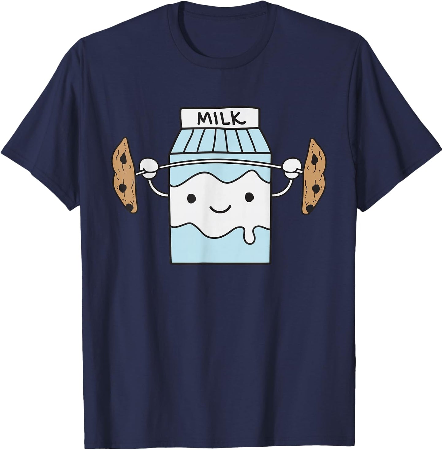 Milk Lifting Cookie Funny Coaster Barbell T-Shirt - T-Shirt | Navy