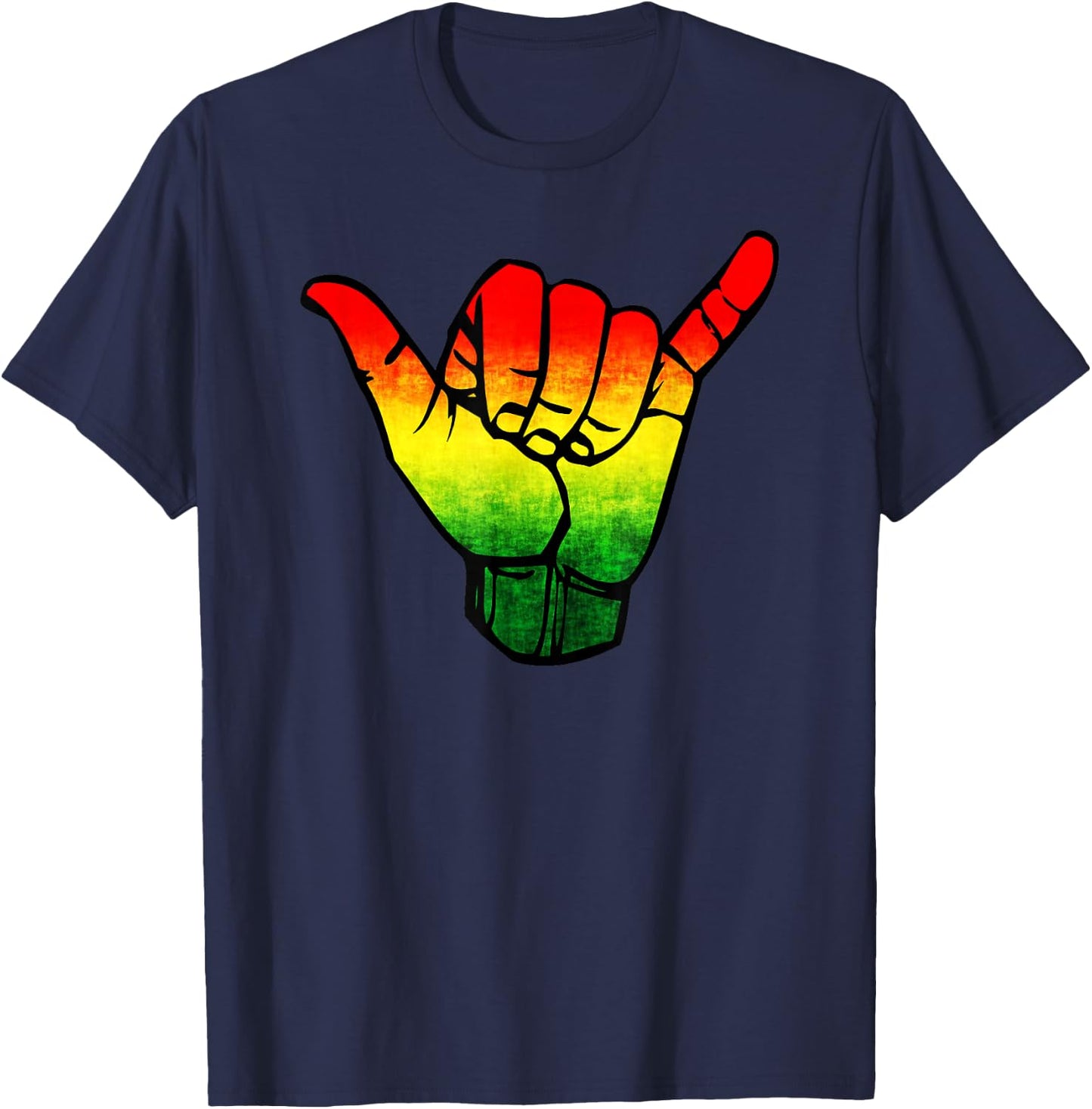 Jamaica Flag Rasta Hawaii Shaka Sign Shirt Art-Retro Shaka T-Shirt - T-Shirt | Navy