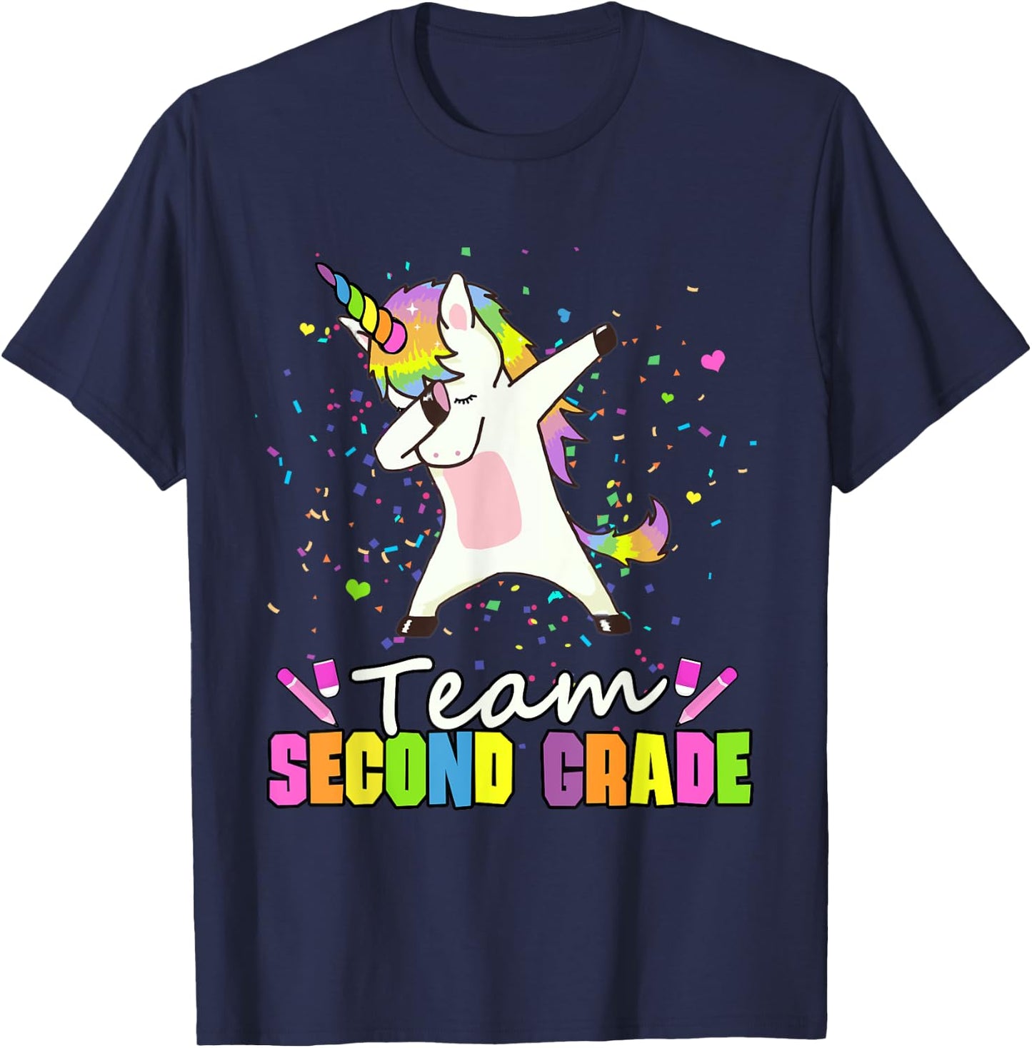 Team Second Grade Unicorn Team 2nd Grade T-Shirt - T-Shirt | Navy