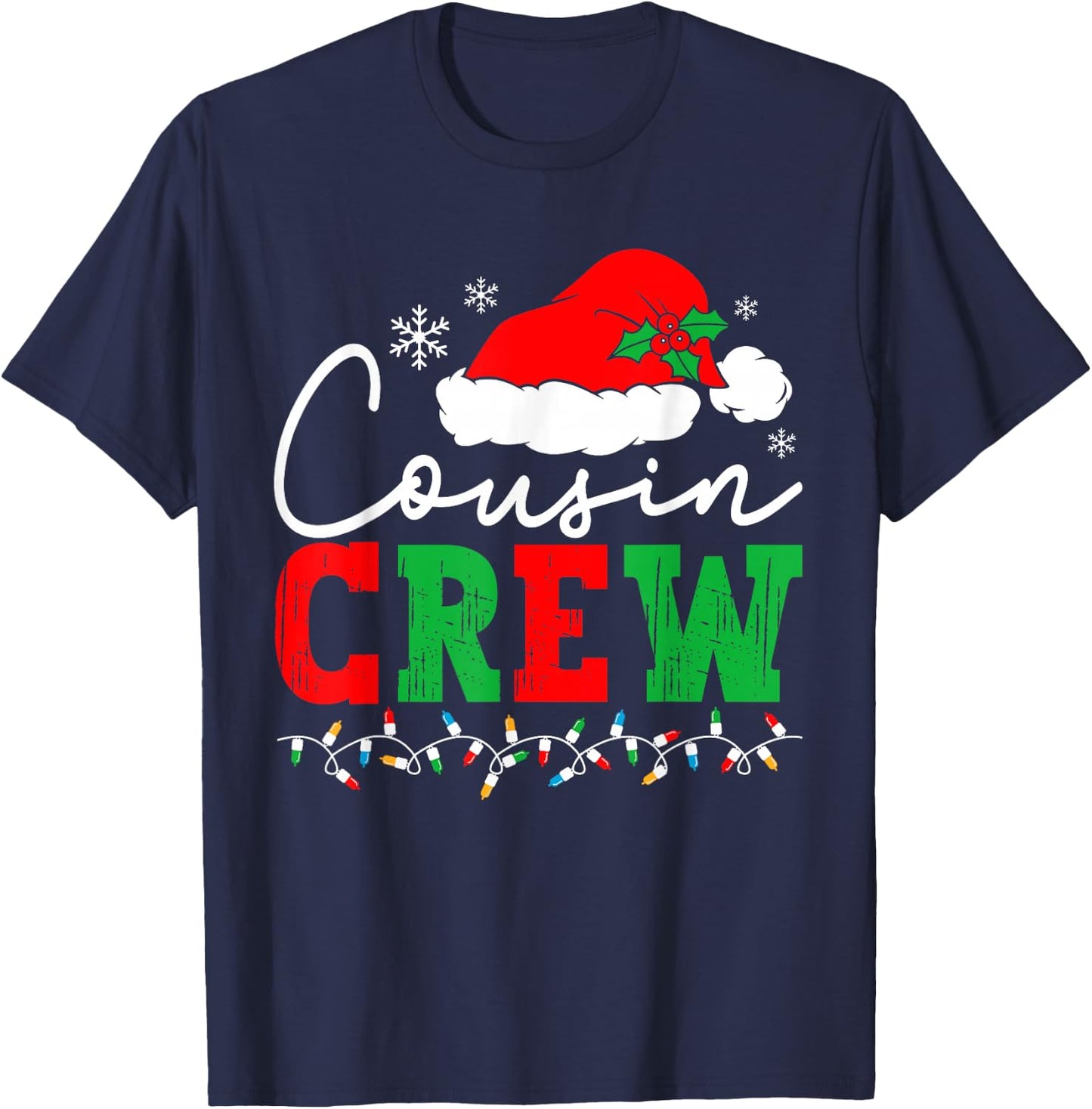 Cousin Crew Christmas Xmas Lights Family Matching Pajamas T-Shirt - T-Shirt | Navy