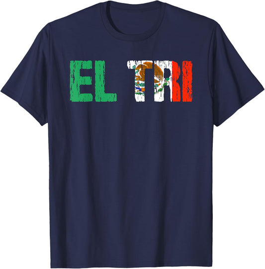 El Tri Mexico Soccer Fan Futbol Distressed Flag Gift T-Shirt - T-Shirt | Navy