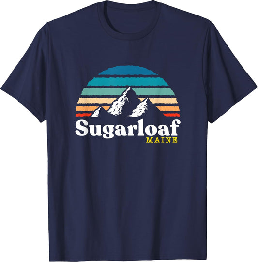 Sugarloaf, Maine - USA Ski Resort 1980s Retro T-Shirt - T-Shirt | Navy