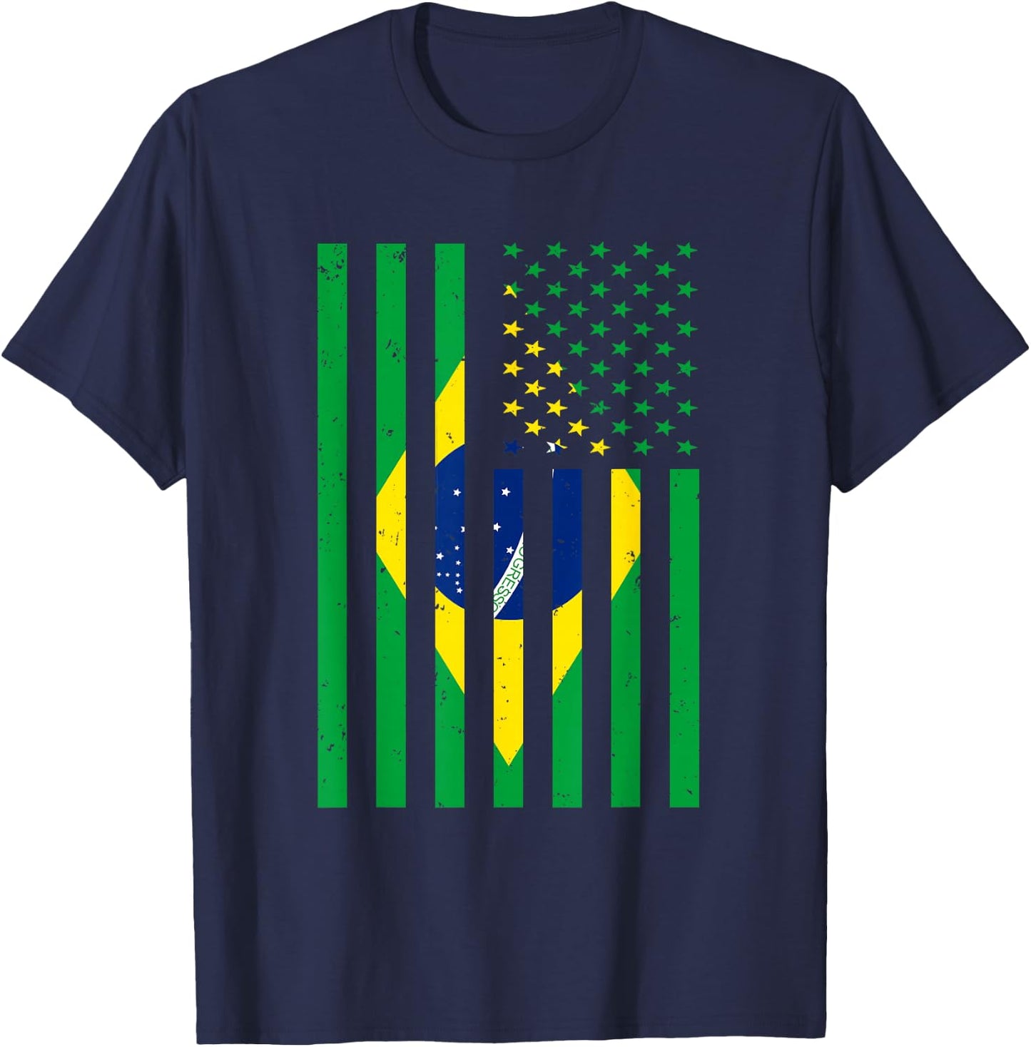 Brazil Shirt Brasil Soccer USA America Flag Jersey Men Women T-Shirt - T-Shirt | Navy
