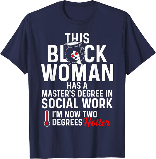 Black Queen MSW Social Work Degrees Masters Graduation T-Shirt - T-Shirt | Navy