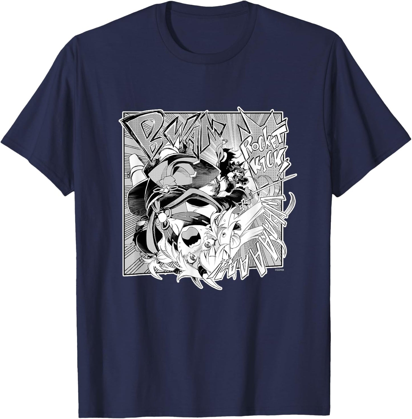 〈Nakiri Ayame〉"Yamato Phantasia" Manga Panel (English) T-Shirt - T-Shirt | Navy