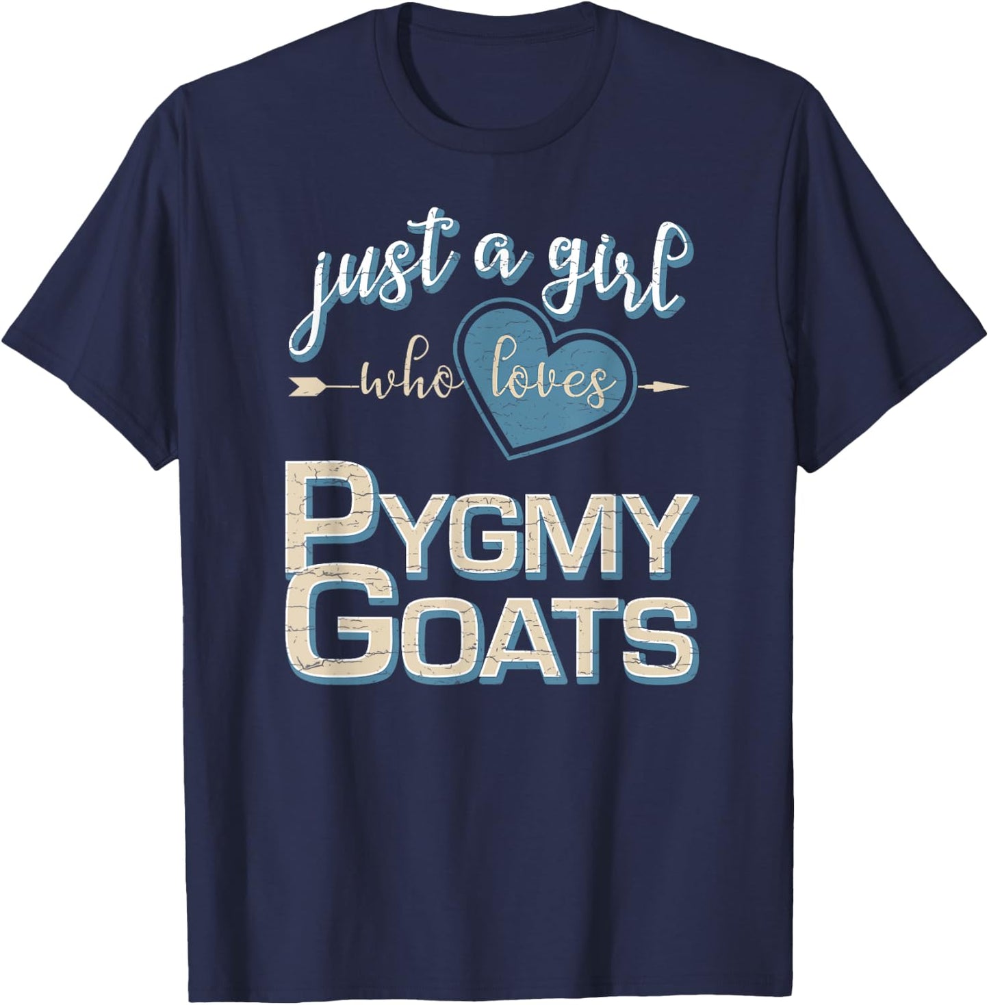 Heart Arrow Girl Who Loves Pygmy Goats T-Shirt - T-Shirt | Navy