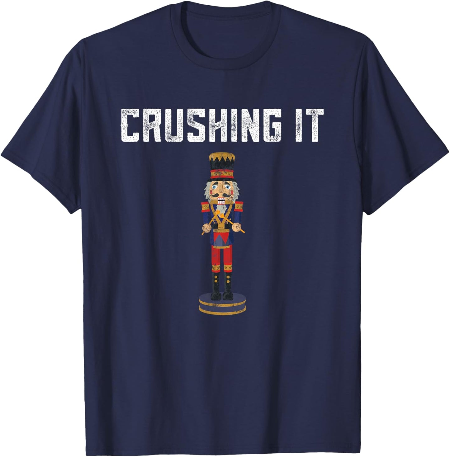 Men's Black Cotton Polyester Blend Modern Cartoon , Small, Short Sleeve, , Classic Fit, Christmas, Celebration, Casual, Winter T-Shirt - T-Shirt | Navy