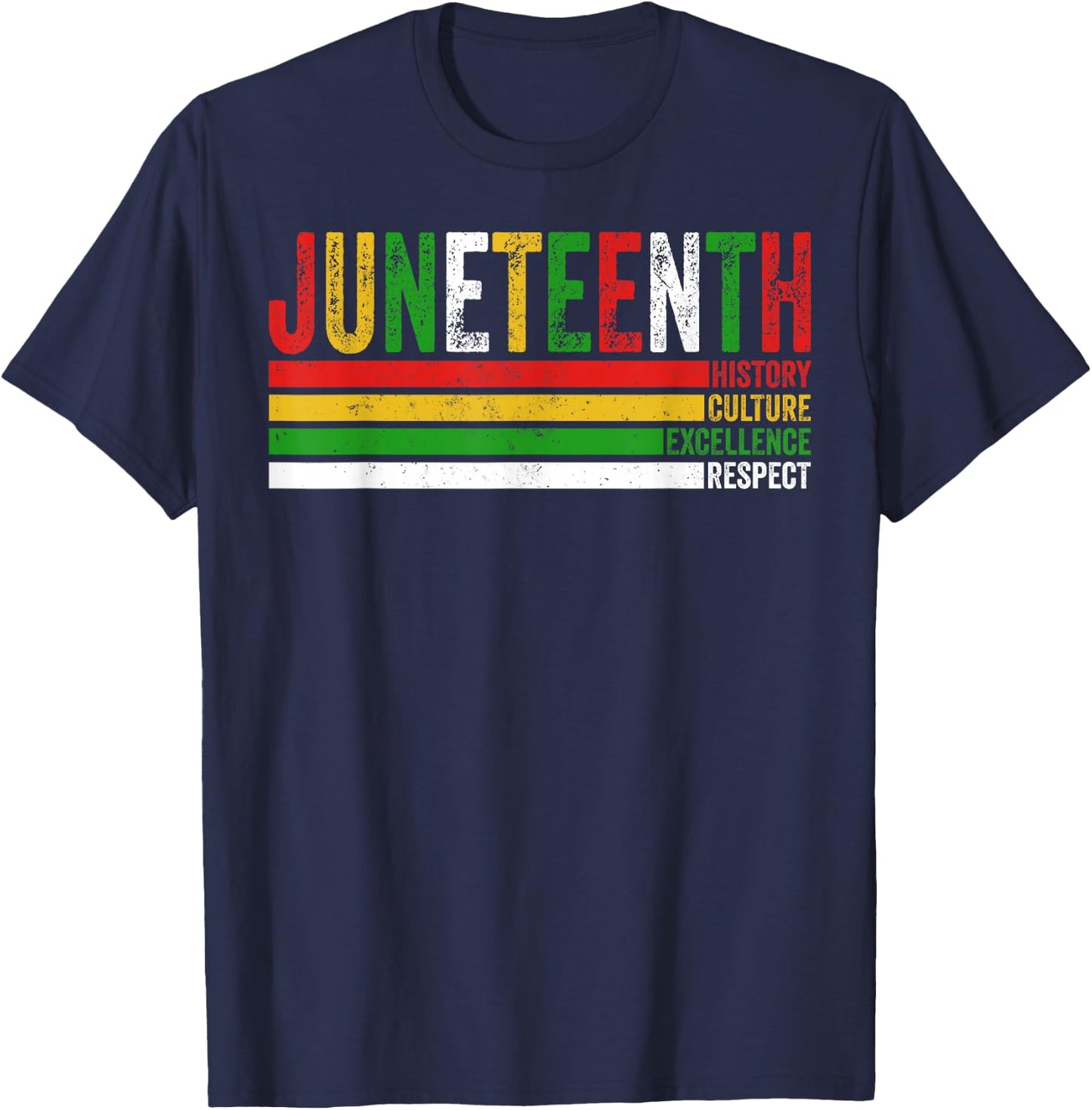 Juneteenth 1865 Freedom History Culture Excellence Respect T-Shirt - T-Shirt | Navy