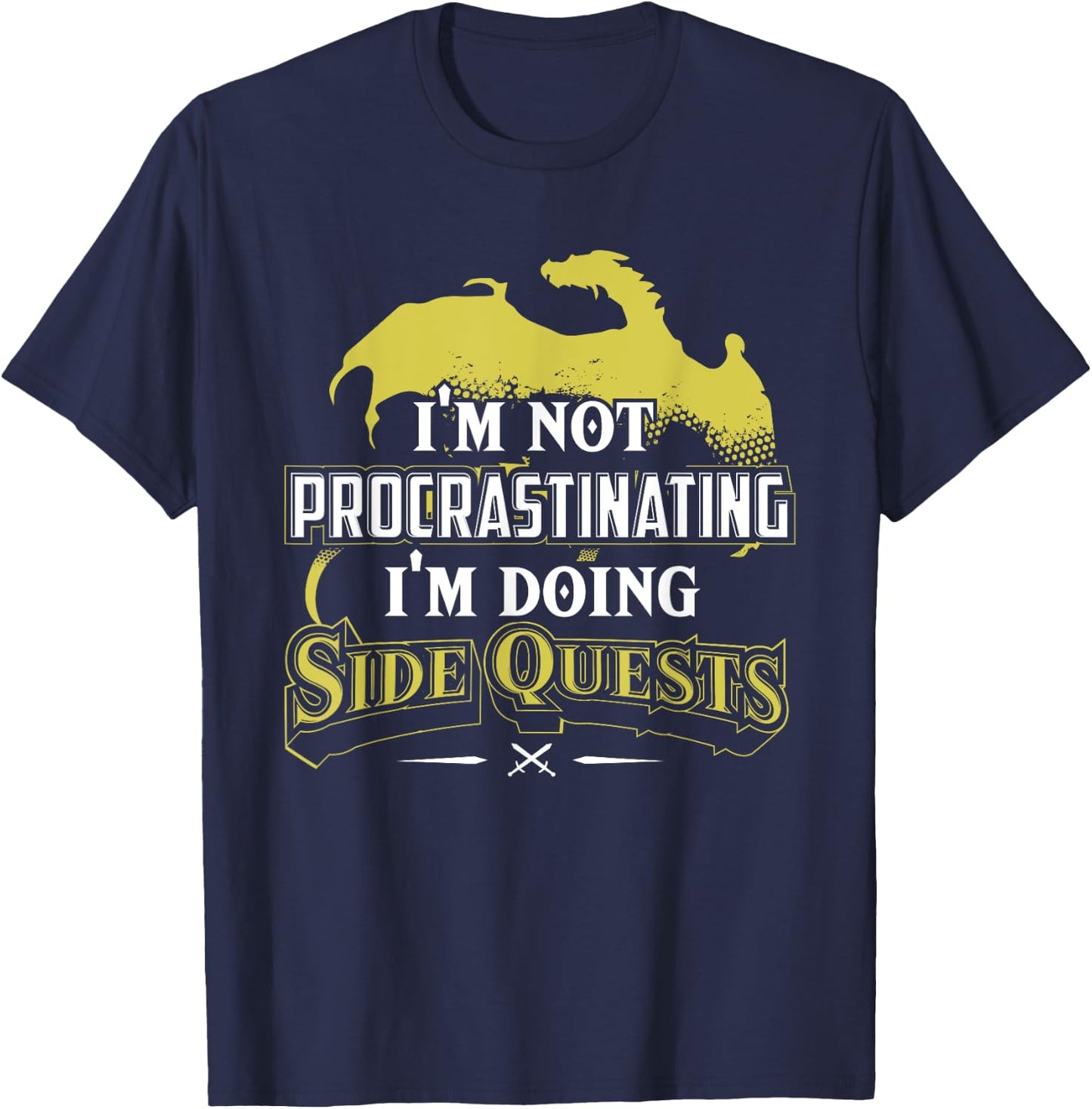 RPG Gamer : I'm Doing Side Quests - Casual , Short Sleeve, Adult Polyester (Black) T-Shirt - T-Shirt | Navy
