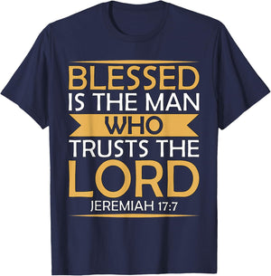 Bible Scripture Verse Jeremiah 17:7 Inspirational T-Shirt - T-Shirt | Navy