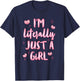 Cute Bow I'm Literally Just A Girl Kids Girls Daughter T-Shirt - T-Shirt | Navy